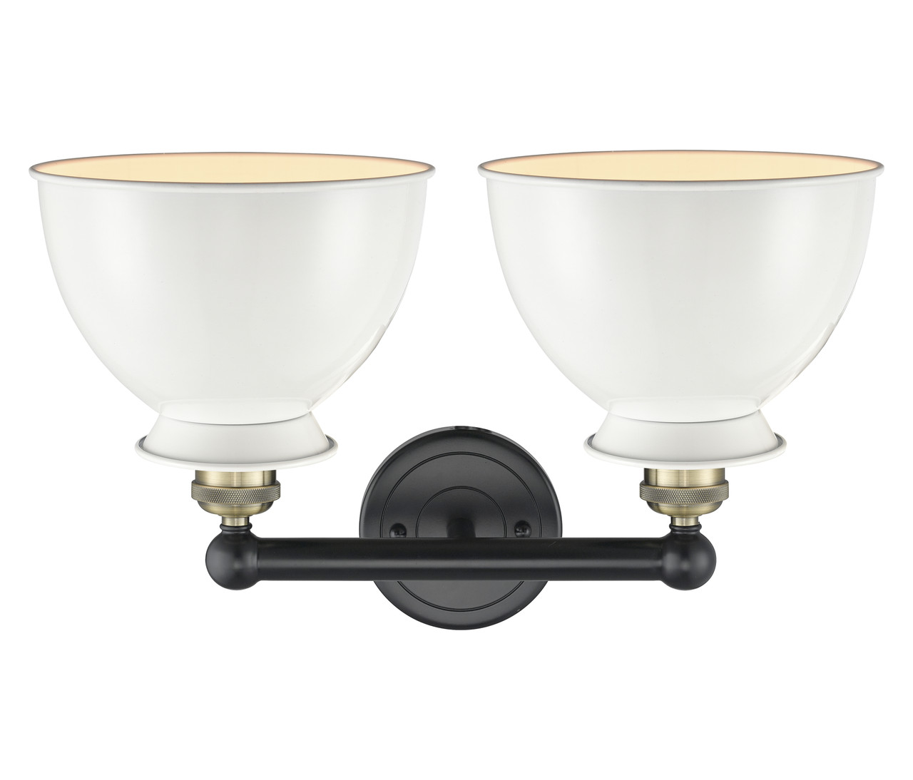 INNOVATIONS 616-2W-BAB-M14-W Adirondack 2 Light Bath Vanity Light part of the Edison Collection Black Antique Brass