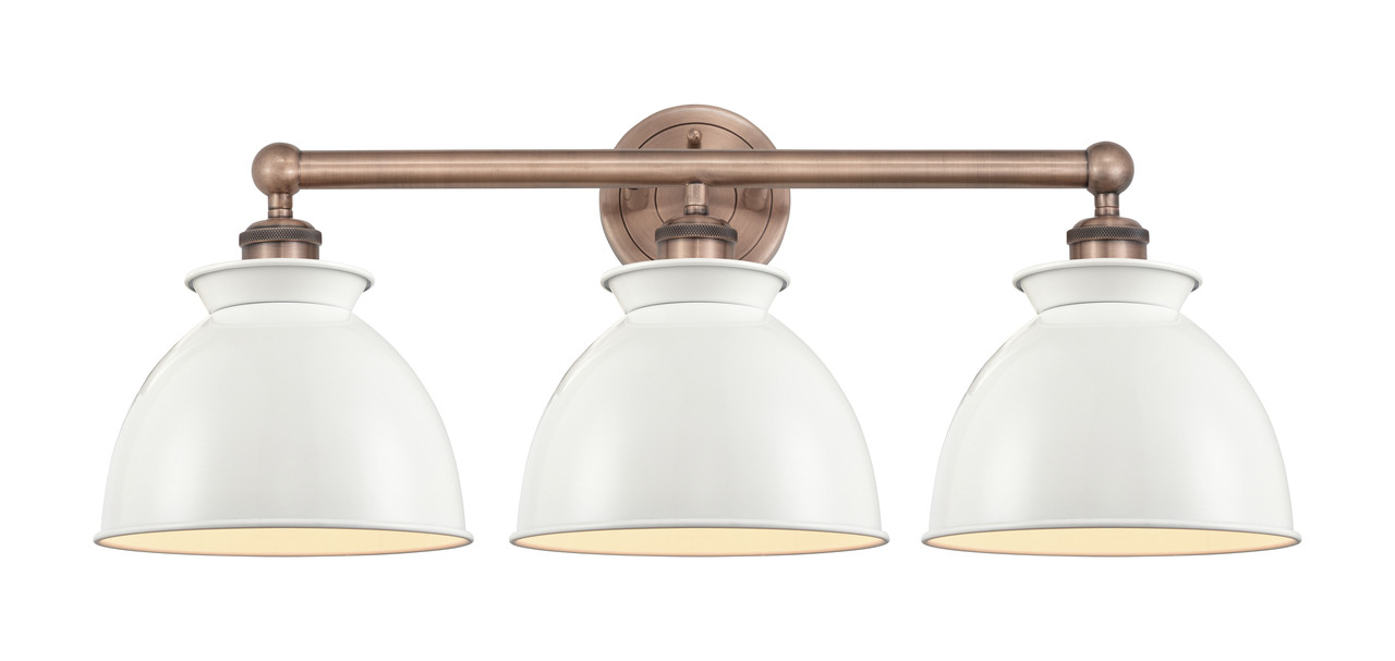 INNOVATIONS 616-3W-AC-M14-W Adirondack 3 Light Bath Vanity Light part of the Edison Collection Antique Copper