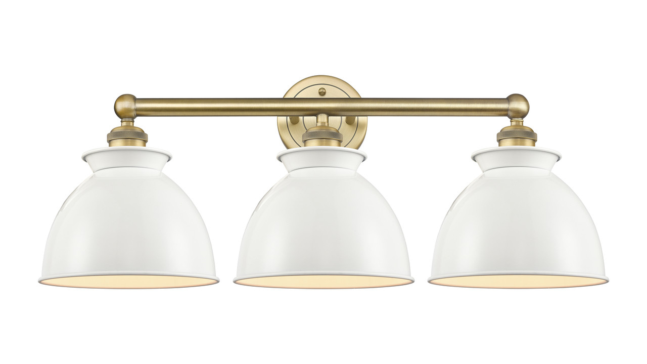 INNOVATIONS 616-3W-BB-M14-W Adirondack 3 Light Bath Vanity Light part of the Edison Collection Brushed Brass