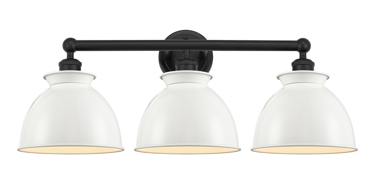 INNOVATIONS 616-3W-BK-M14-W Adirondack 3 Light Bath Vanity Light part of the Edison Collection Matte Black