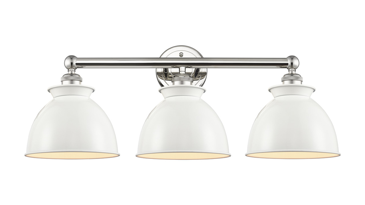 INNOVATIONS 616-3W-PN-M14-W Adirondack 3 Light Bath Vanity Light part of the Edison Collection Polished Nickel