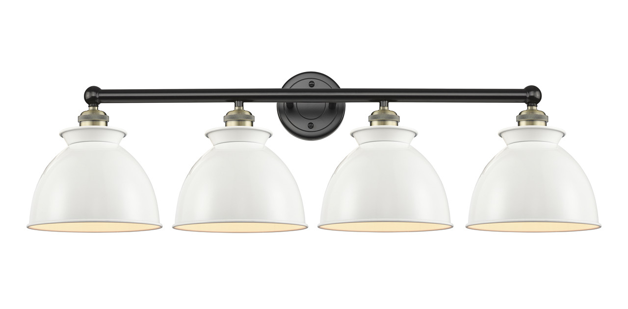 INNOVATIONS 616-4W-BAB-M14-W Adirondack 4 Light Bath Vanity Light part of the Edison Collection Black Antique Brass