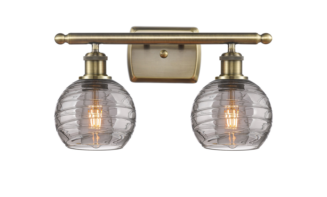 INNOVATIONS 516-2W-AB-G1213-6SM Deco Swirl 2 Light 16 inch Bath Vanity Light Antique Brass