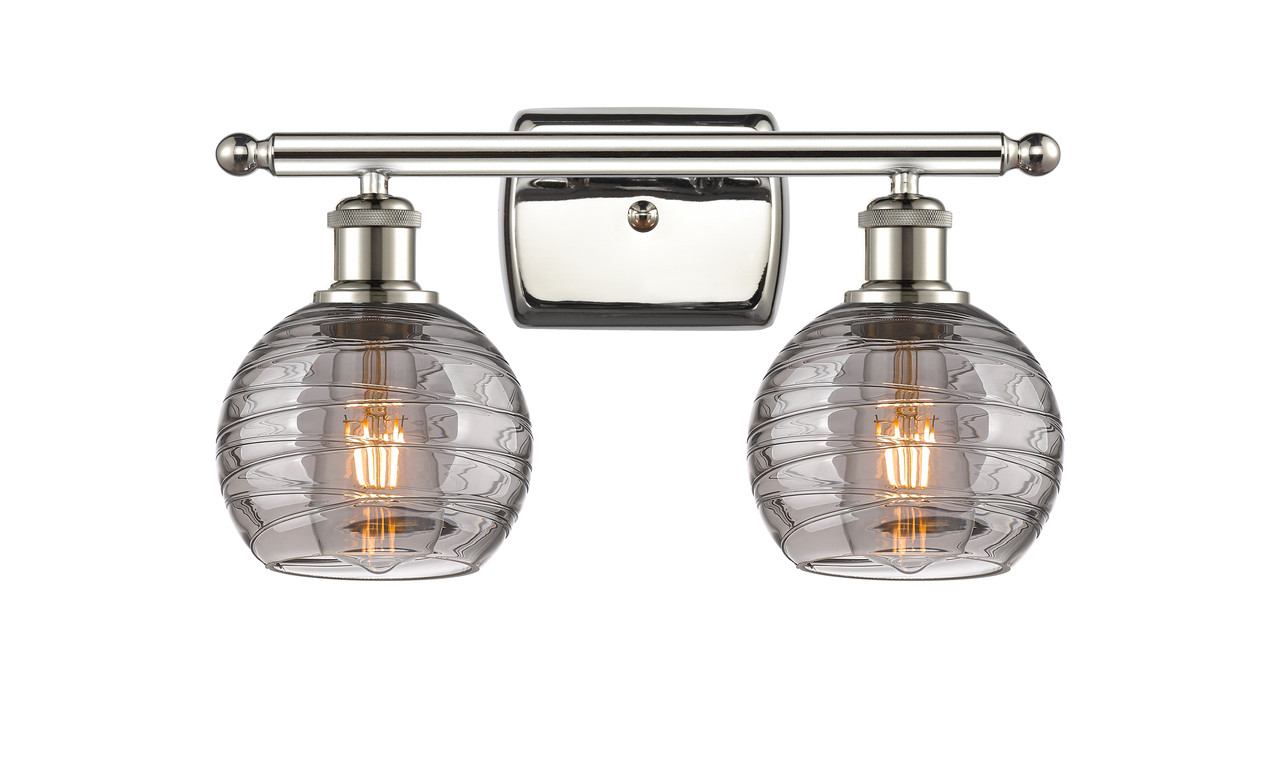 INNOVATIONS 516-2W-PN-G1213-6SM Deco Swirl 2 Light 16 inch Bath Vanity Light Polished Nickel