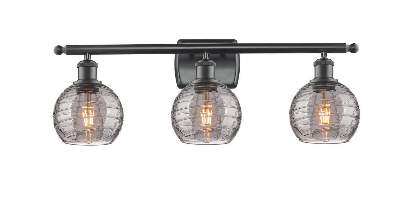 INNOVATIONS 516-3W-BK-G1213-6SM Deco Swirl 3 Light 26 inch Bath Vanity Light Matte Black