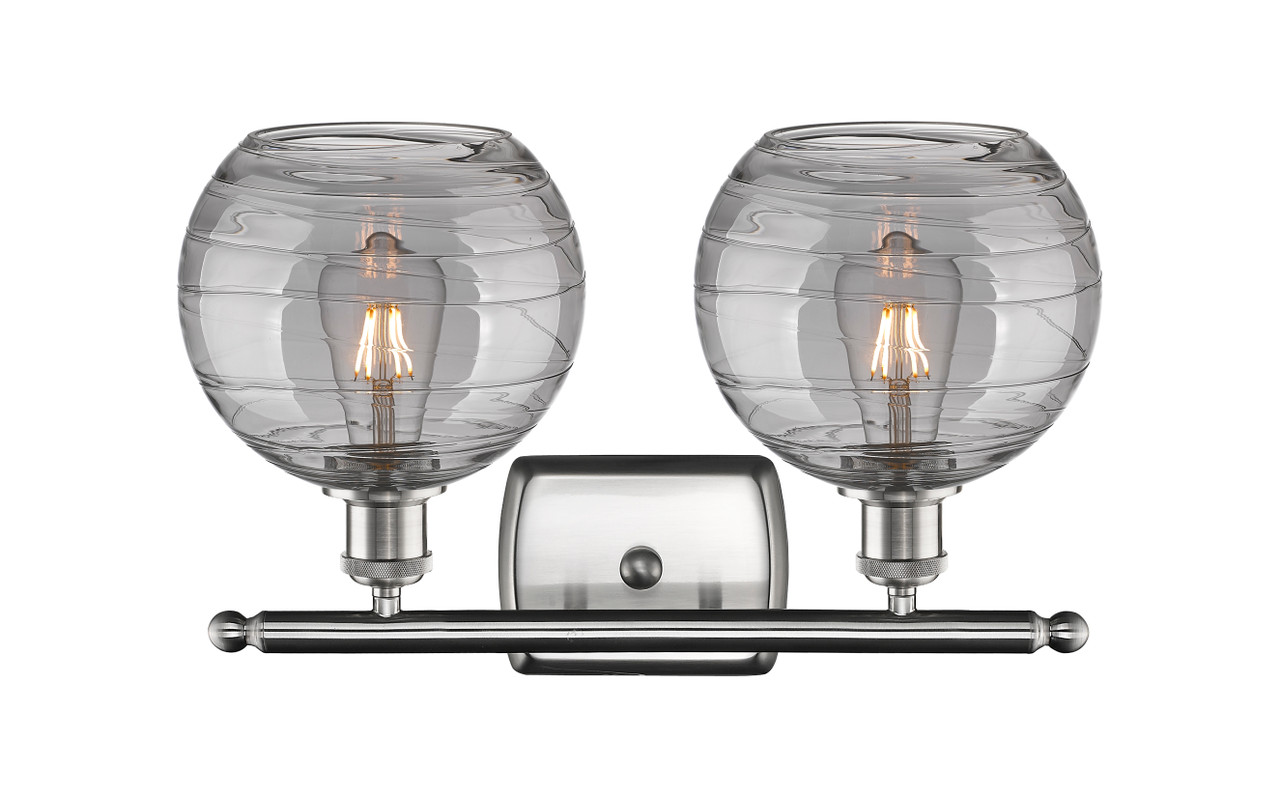 INNOVATIONS 516-2W-SN-G1213-8SM Deco Swirl 2 Light 16 inch Bath Vanity Light Brushed Satin Nickel