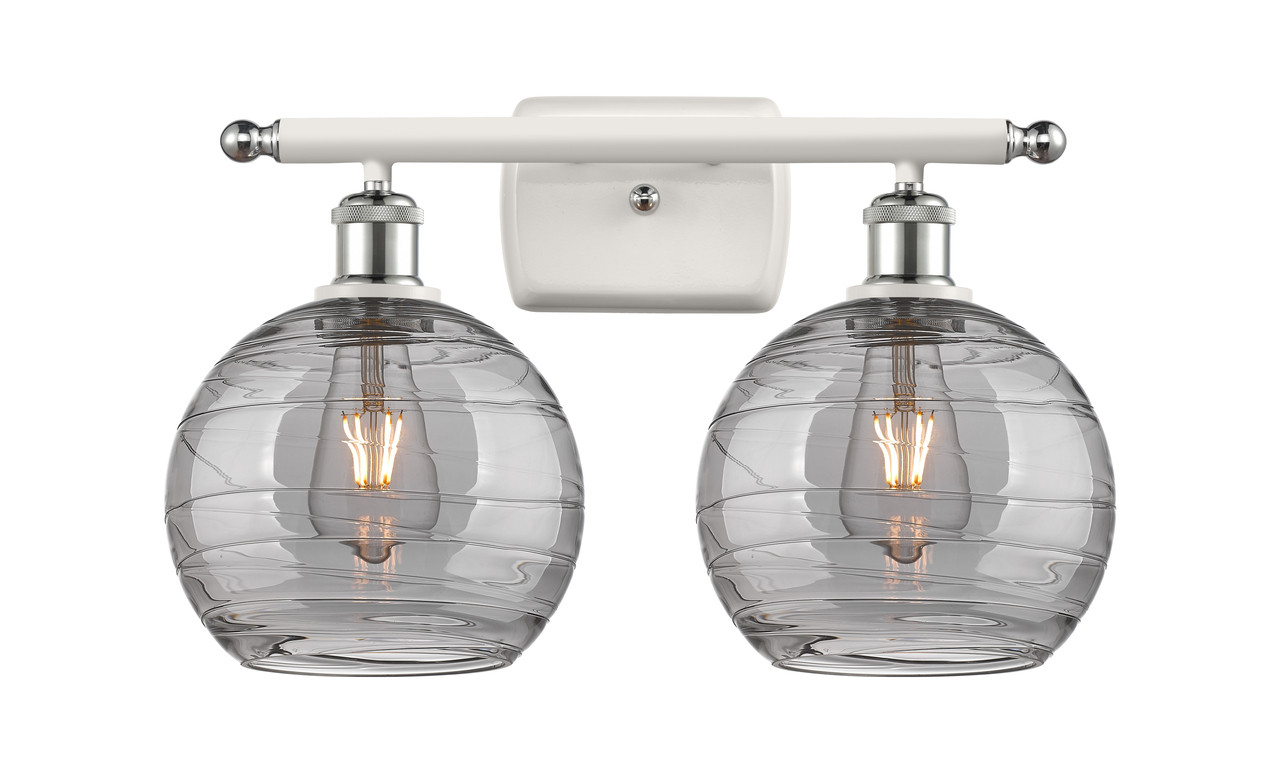 INNOVATIONS 516-2W-WPC-G1213-8SM Deco Swirl 2 Light 16 inch Bath Vanity Light White and Polished Chrome