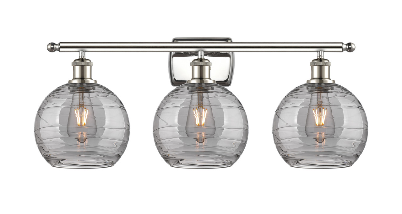 INNOVATIONS 516-3W-PN-G1213-8SM Deco Swirl 3 Light 26 inch Bath Vanity Light Polished Nickel