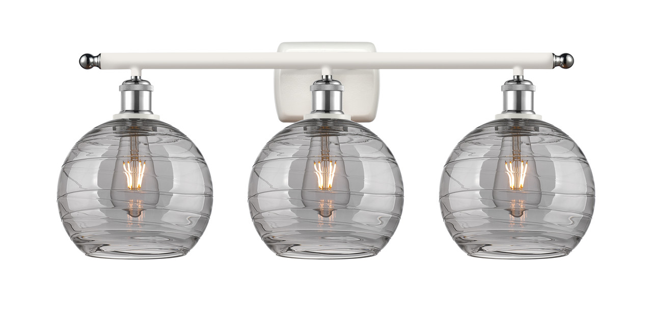 INNOVATIONS 516-3W-WPC-G1213-8SM Deco Swirl 3 Light 26 inch Bath Vanity Light White and Polished Chrome