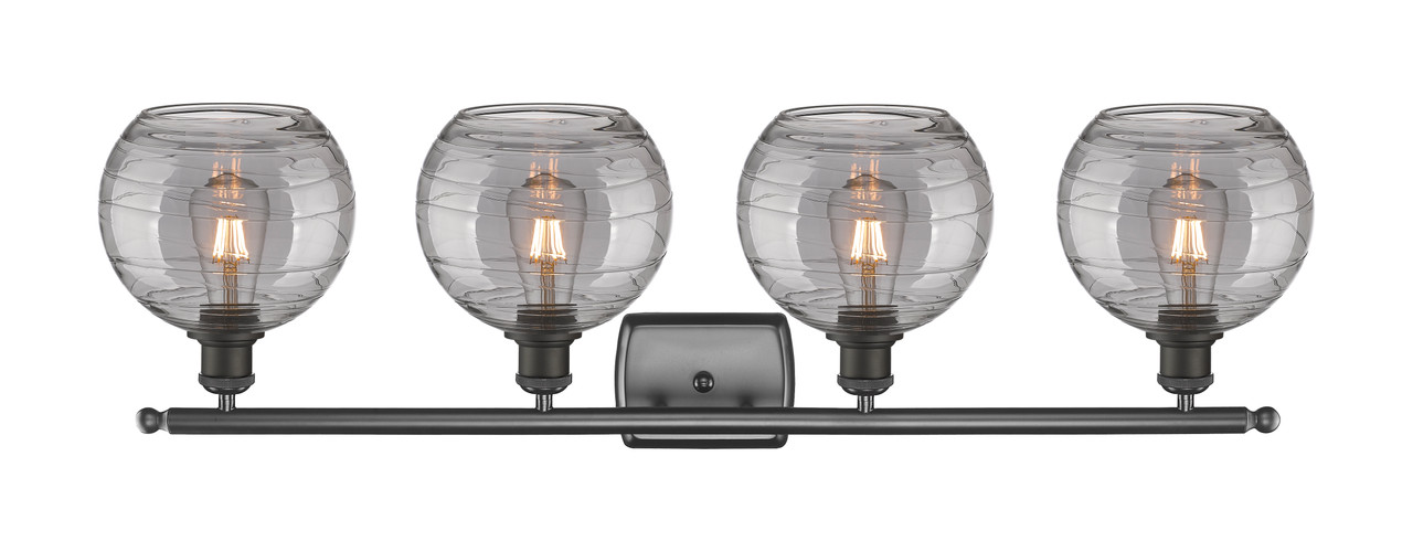 INNOVATIONS 516-4W-OB-G1213-8SM Deco Swirl 4 Light 36 inch Bath Vanity Light Oil Rubbed Bronze