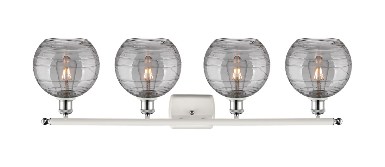 INNOVATIONS 516-4W-WPC-G1213-8SM Deco Swirl 4 Light 36 inch Bath Vanity Light White and Polished Chrome