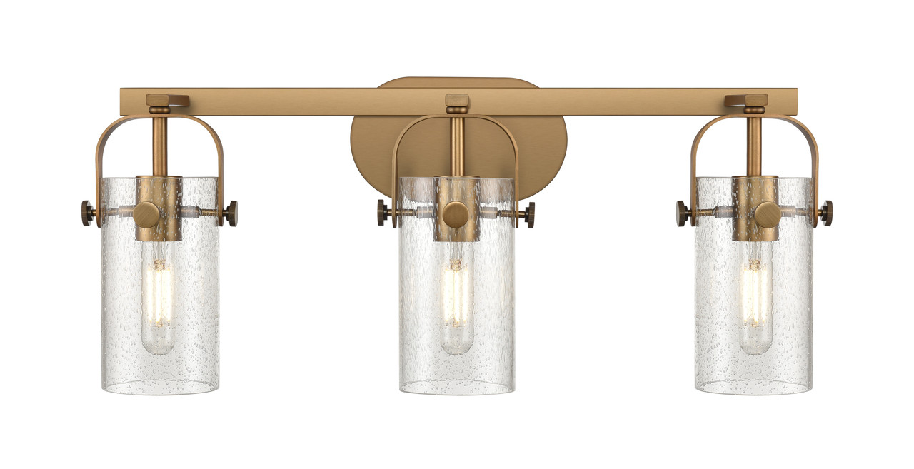 INNOVATIONS 423-3W-BB-G423-7SDY Pilaster 3 24.25 inch Bath Vanity Light Brushed Brass