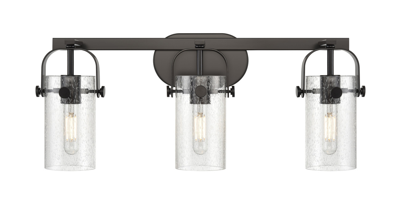 INNOVATIONS 423-3W-BK-G423-7SDY Pilaster 3 24.25 inch Bath Vanity Light Matte Black