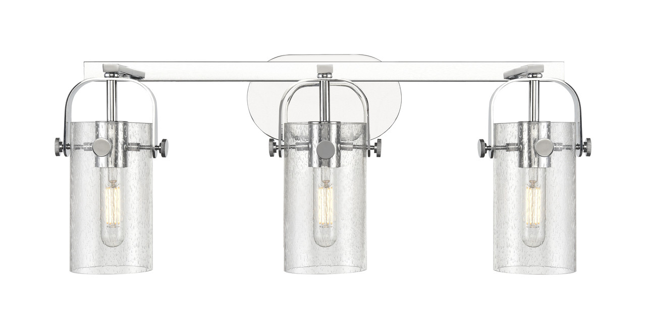 INNOVATIONS 423-3W-PC-G423-7SDY Pilaster 3 24.25 inch Bath Vanity Light Polished Nickel