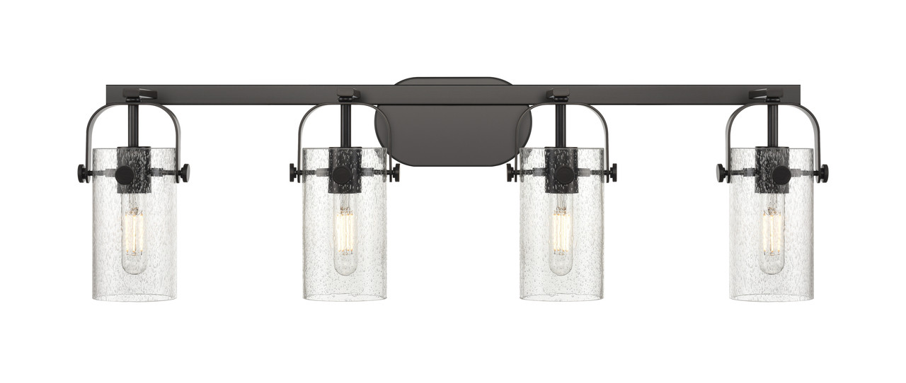 INNOVATIONS 423-4W-BK-G423-7SDY Pilaster 4 34.875 inch Bath Vanity Light Matte Black