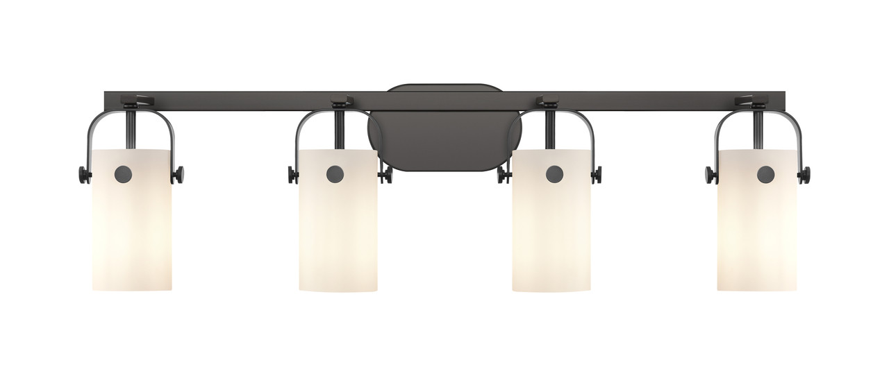 INNOVATIONS 423-4W-BK-G423-7WH Pilaster 4 34.875 inch Bath Vanity Light Matte Black