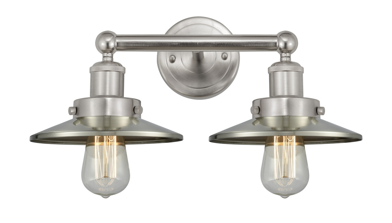 INNOVATIONS 616-2W-SN-M2-SN Railroad 2 Light Bath Vanity Light part of the Franklin Restoration Collection Brushed Satin Nickel