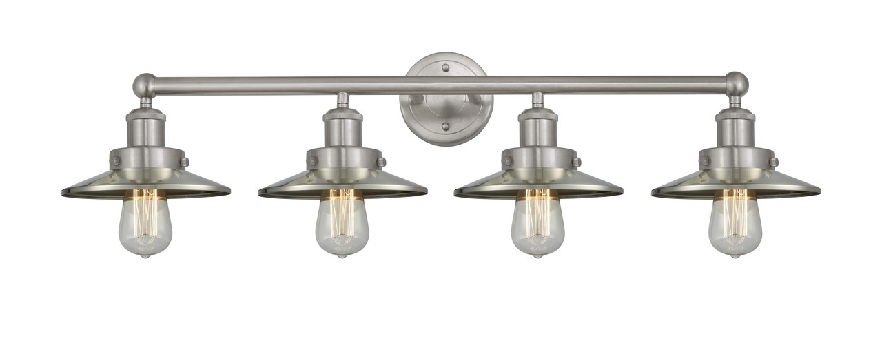 INNOVATIONS 616-4W-SN-M2-SN Railroad 4 Light Bath Vanity Light part of the Franklin Restoration Collection Brushed Satin Nickel