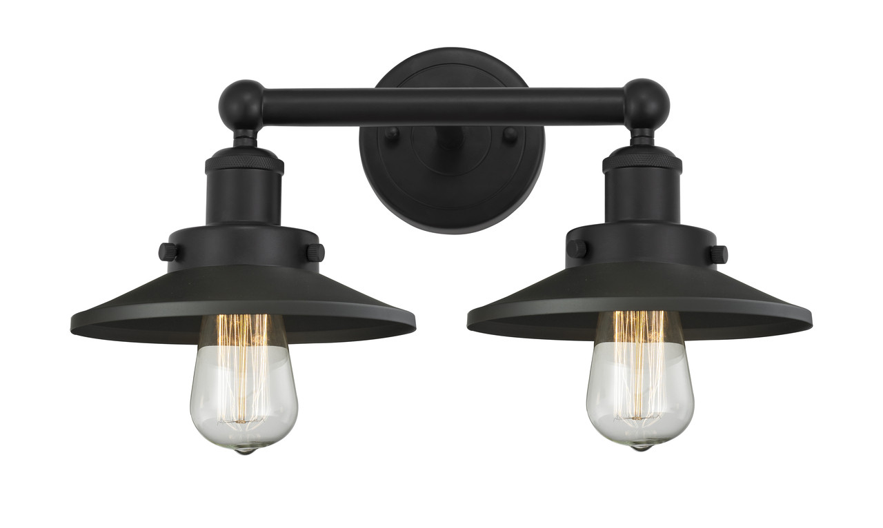INNOVATIONS 616-2W-BK-M6-BK Railroad 2 Light Bath Vanity Light part of the Franklin Restoration Collection Matte Black