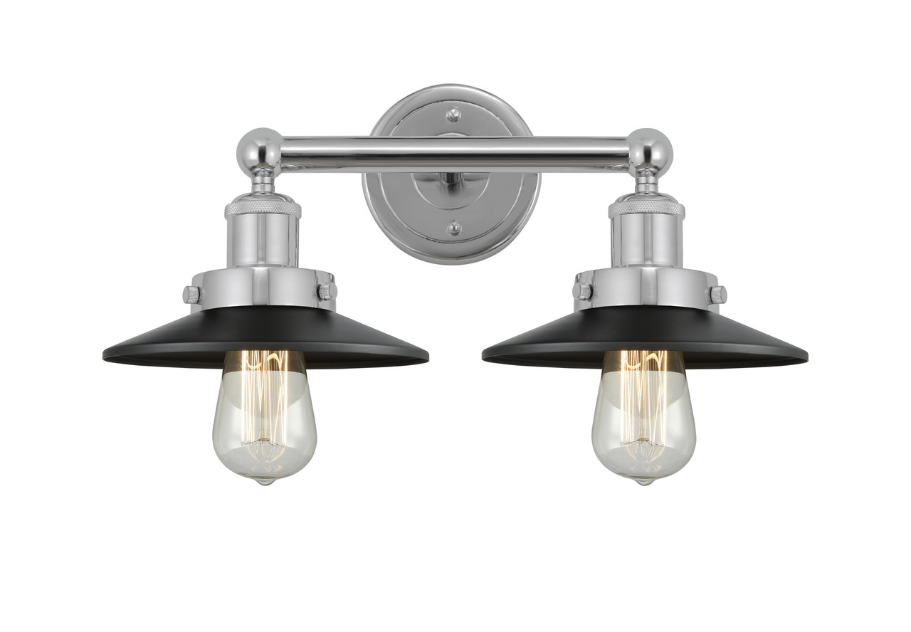 INNOVATIONS 616-2W-PC-M6-BK Railroad 2 Light Bath Vanity Light part of the Franklin Restoration Collection Polished Chrome