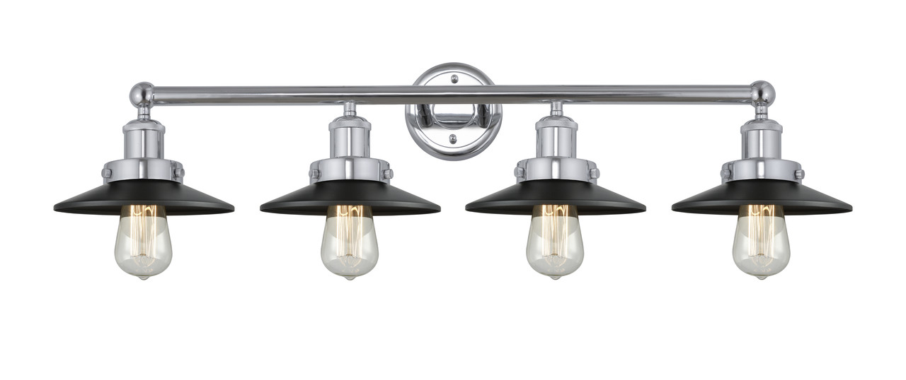 INNOVATIONS 616-4W-PC-M6-BK Railroad 4 Light Bath Vanity Light part of the Franklin Restoration Collection Polished Chrome