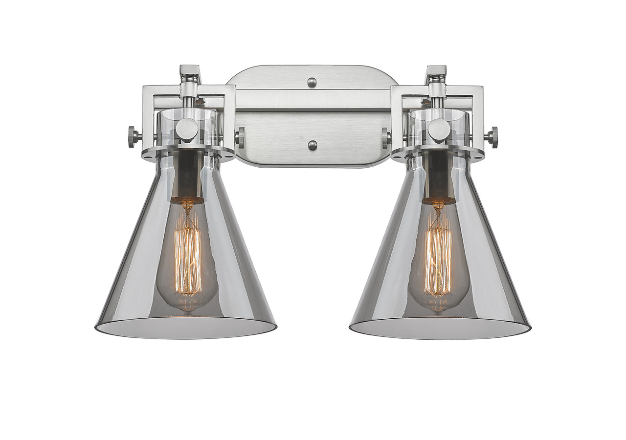 INNOVATIONS 411-2W-SN-G411-7SM Newton Cone 2 17 inch Bath Vanity Light Brushed Satin Nickel