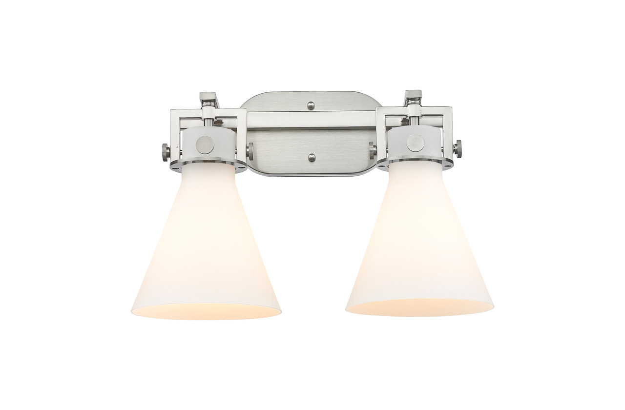 INNOVATIONS 411-2W-SN-G411-7WH Newton Cone 2 17 inch Bath Vanity Light Brushed Satin Nickel
