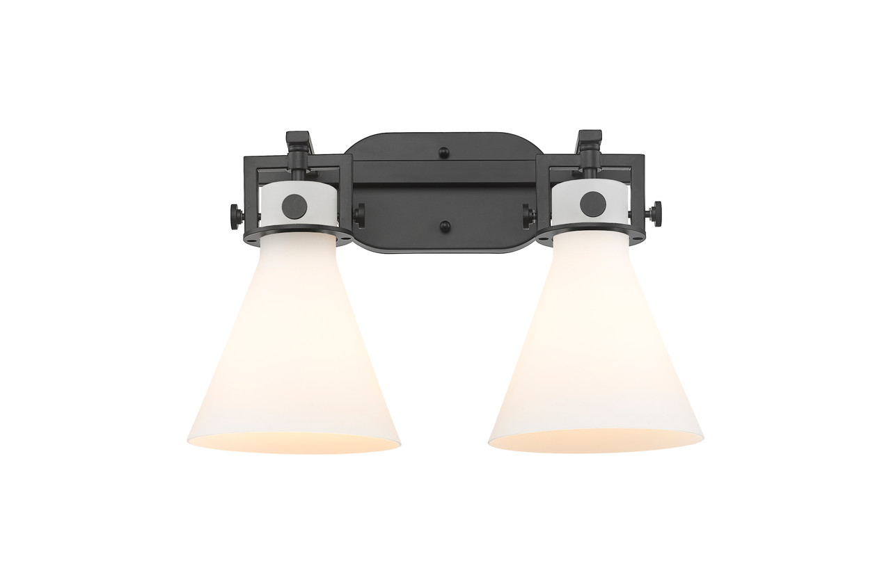 INNOVATIONS 411-2W-BK-G411-7WH Newton Cone 2 17 inch Bath Vanity Light Matte Black