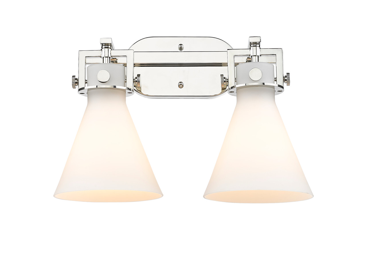 INNOVATIONS 411-2W-PN-G411-7WH Newton Cone 2 17 inch Bath Vanity Light Polished Nickel