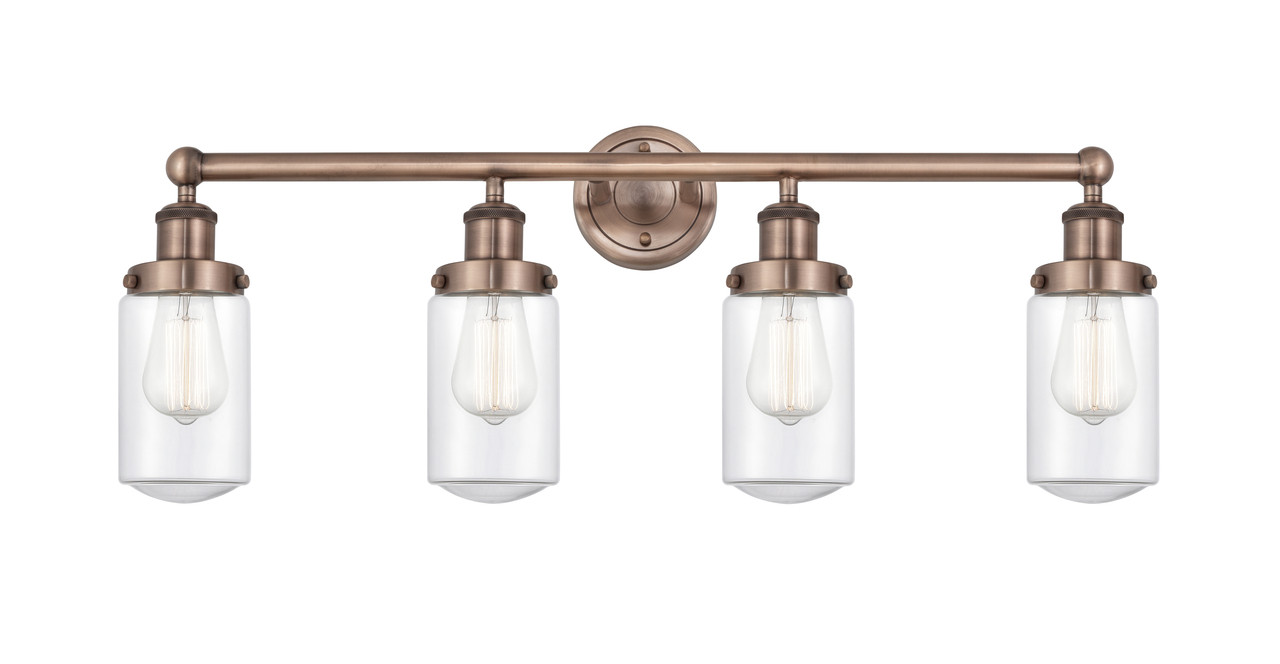 INNOVATIONS 616-4W-AC-G312 Dover 4 33.5 inch Bath Vanity Light Antique Copper