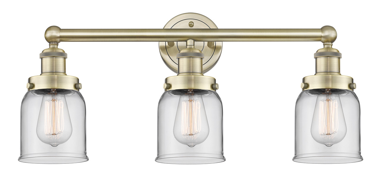 INNOVATIONS 616-3W-AB-G52 Bell 3 24.5 inch Bath Vanity Light Antique Brass