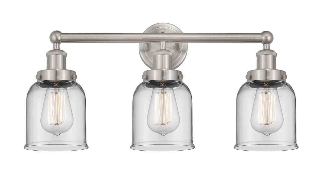 INNOVATIONS 616-3W-SN-G52 Bell 3 Light 24.5 inch Bath Vanity Light Brushed Satin Nickel