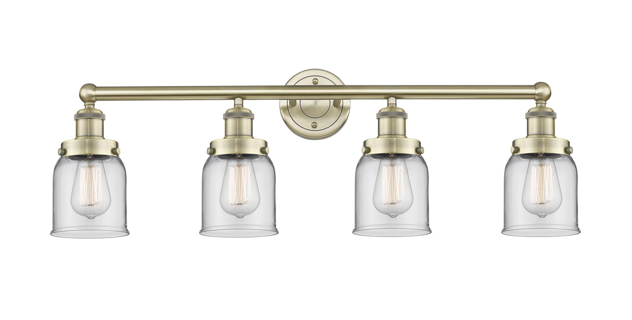 INNOVATIONS 616-4W-AB-G52 Bell 4 33.5 inch Bath Vanity Light Antique Brass