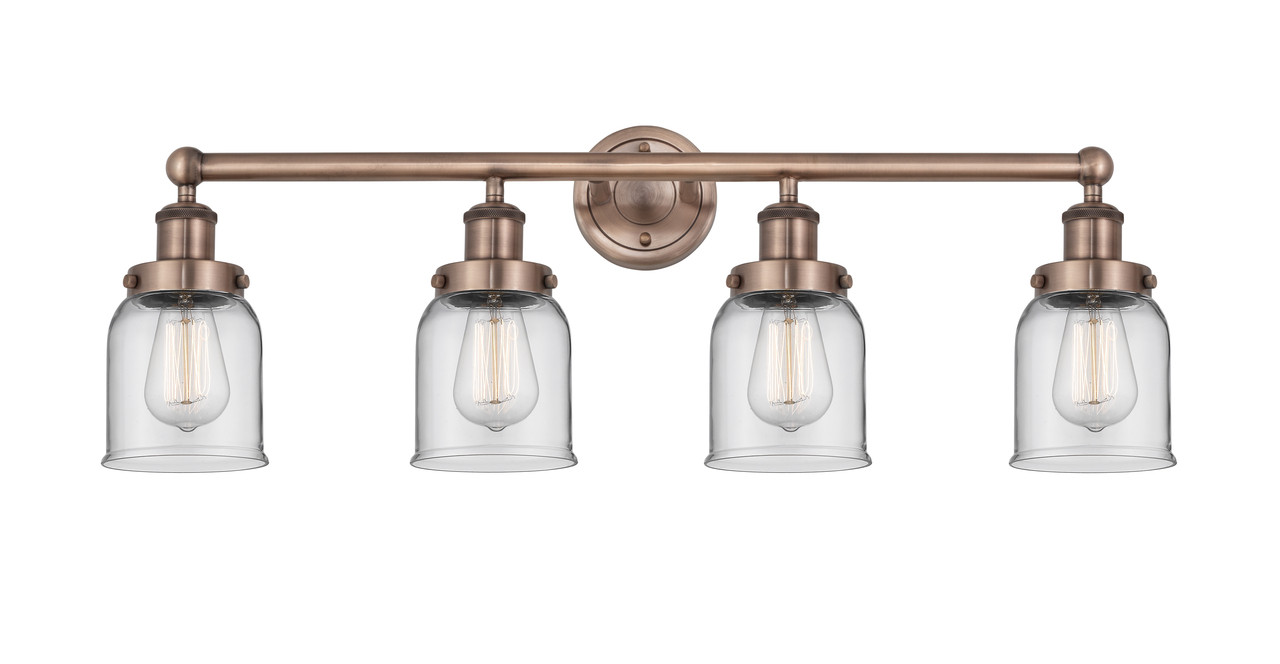 INNOVATIONS 616-4W-AC-G52 Bell 4 33.5 inch Bath Vanity Light Antique Copper