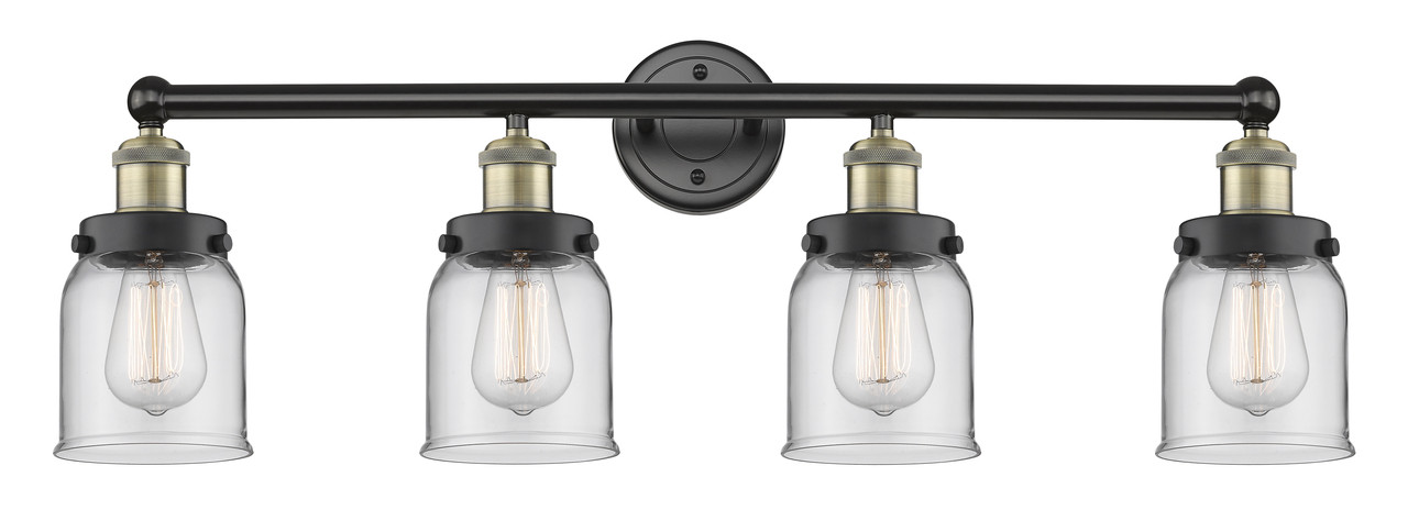 INNOVATIONS 616-4W-BAB-G52 Bell 4 33.5 inch Bath Vanity Light Black Antique Brass