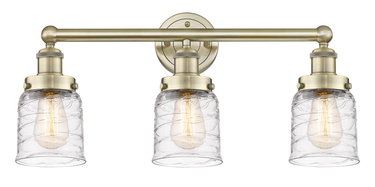 INNOVATIONS 616-3W-AB-G513 Bell 3 24.5 inch Bath Vanity Light Antique Brass
