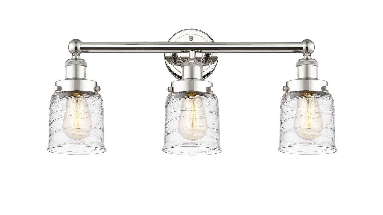 INNOVATIONS 616-3W-PN-G513 Bell 3 24.5 inch Bath Vanity Light Polished Nickel