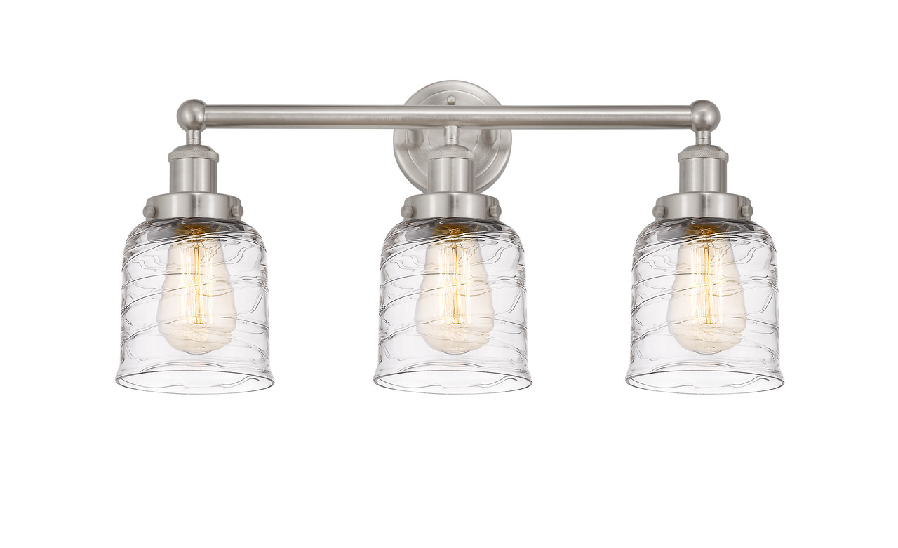 INNOVATIONS 616-3W-SN-G513 Bell 3 Light 24.5 inch Bath Vanity Light Brushed Satin Nickel