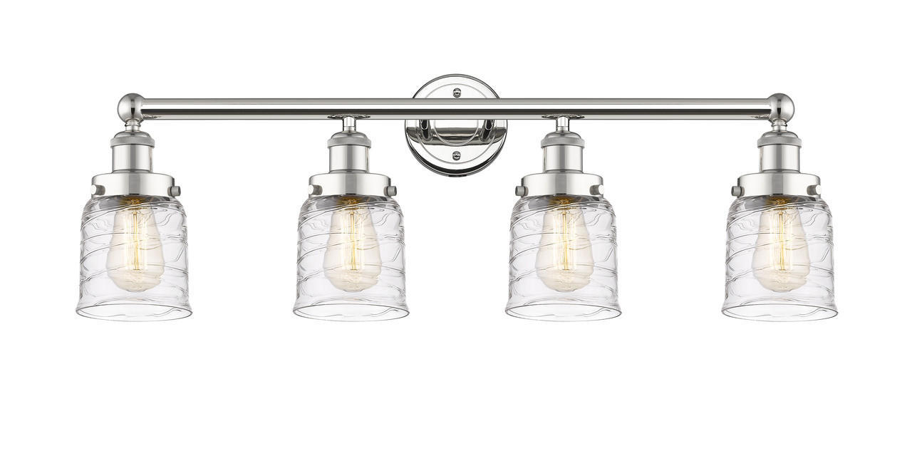 INNOVATIONS 616-4W-PN-G513 Bell 4 33.5 inch Bath Vanity Light Polished Nickel