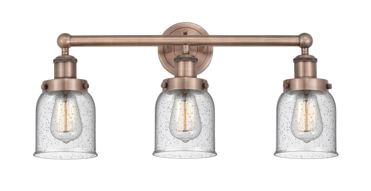 INNOVATIONS 616-3W-AC-G54 Bell 3 24.5 inch Bath Vanity Light Antique Copper