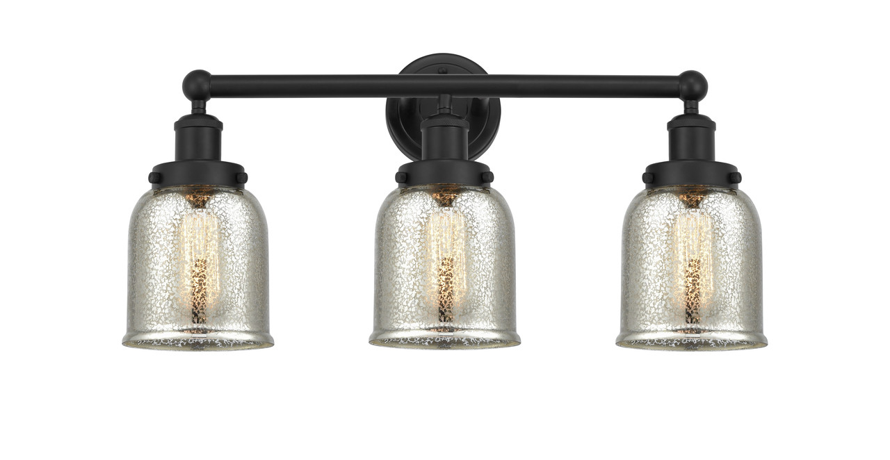 INNOVATIONS 616-3W-BK-G58 Bell 3 Light 24.5 inch Bath Vanity Light Matte Black