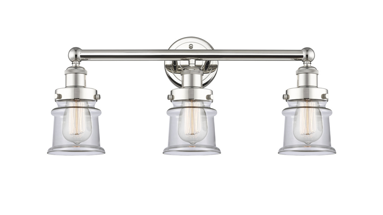 INNOVATIONS 616-3W-PN-G182S Canton 3 23.25 inch Bath Vanity Light Polished Nickel