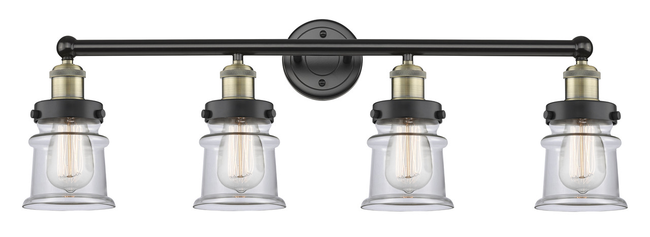 INNOVATIONS 616-4W-BAB-G182S Canton 4 32.25 inch Bath Vanity Light Black Antique Brass