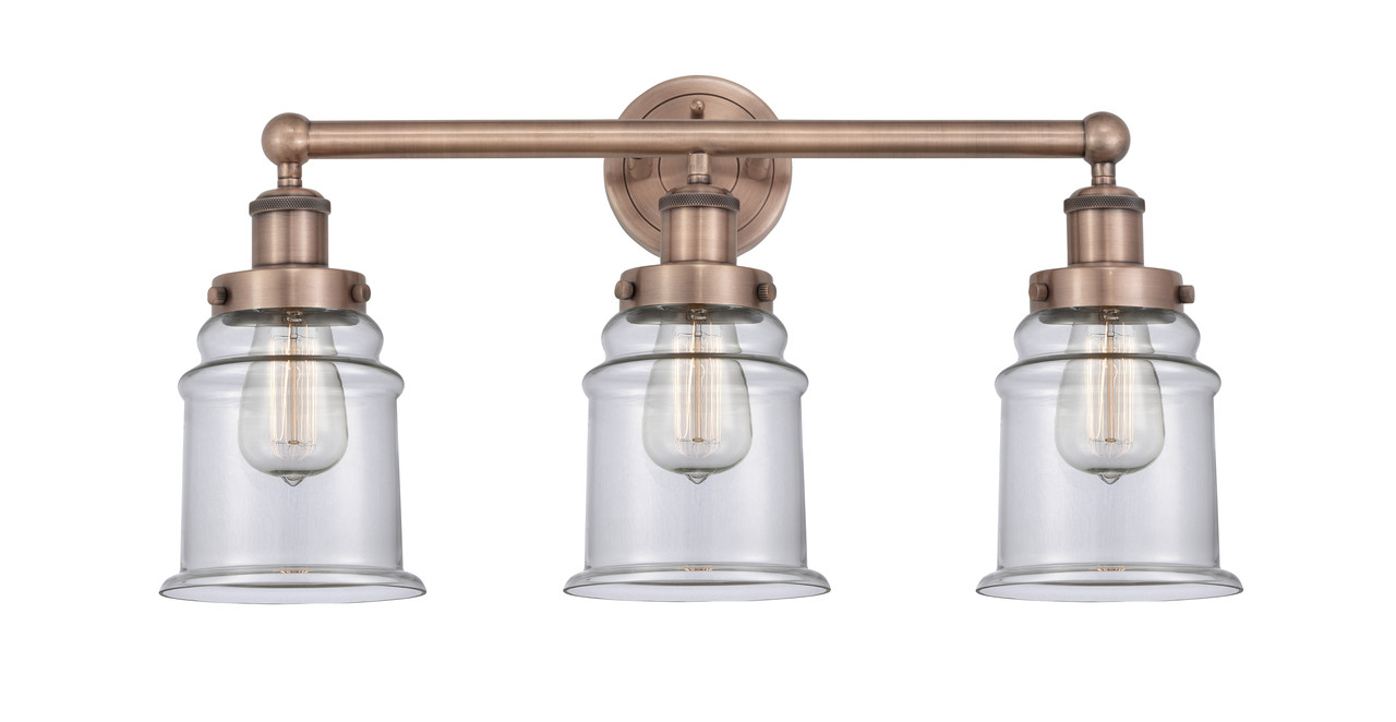 INNOVATIONS 616-3W-AC-G182 Canton 3 24 inch Bath Vanity Light Antique Copper
