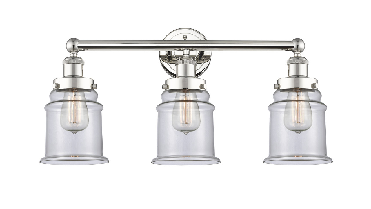 INNOVATIONS 616-3W-PN-G182 Canton 3 24 inch Bath Vanity Light Polished Nickel
