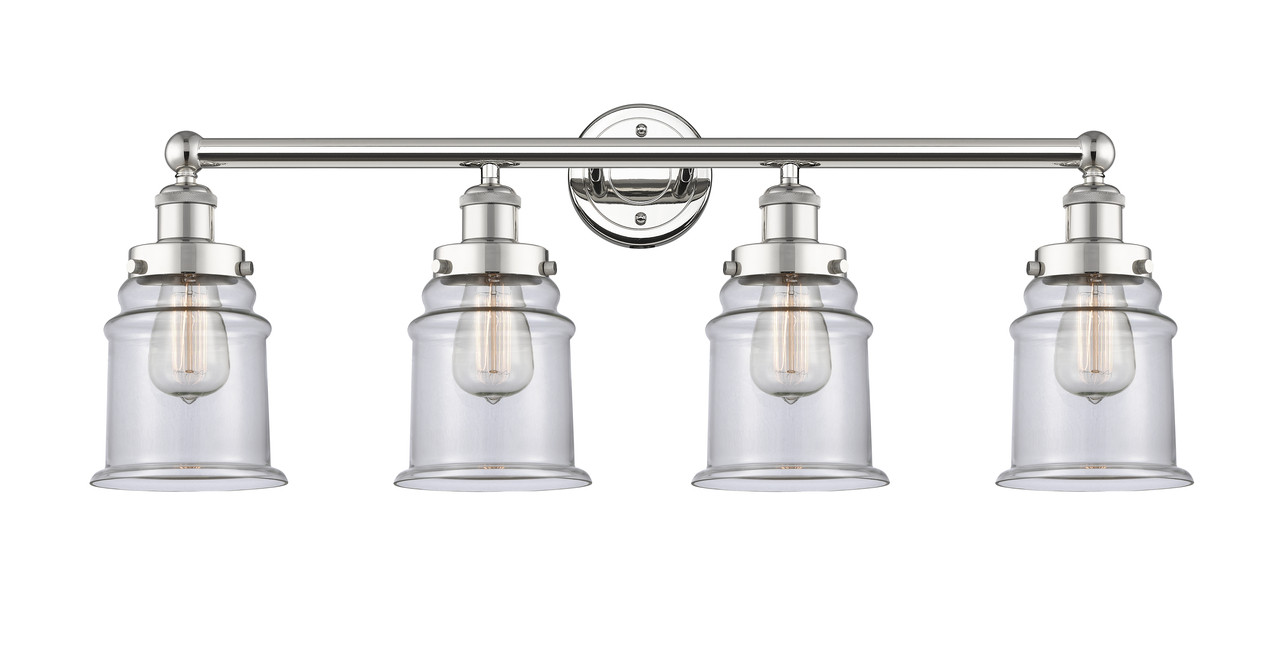 INNOVATIONS 616-4W-PN-G182 Canton 4 33 inch Bath Vanity Light Polished Nickel