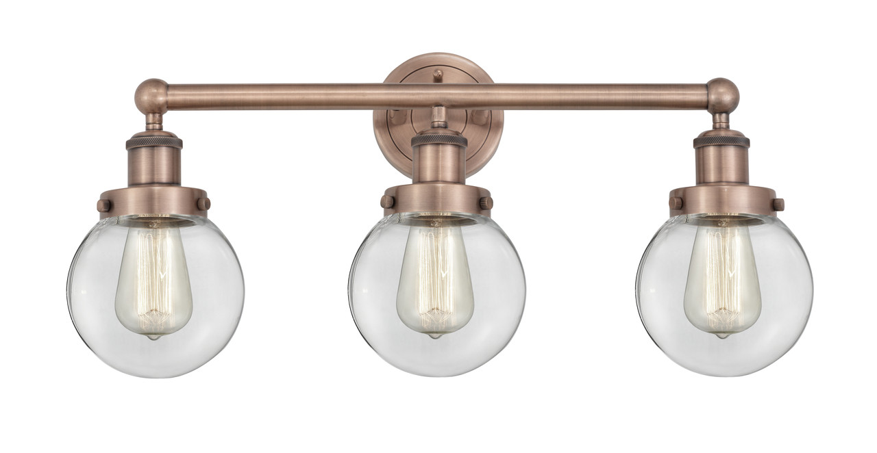 INNOVATIONS 616-3W-AC-G202-6 Beacon 3 24.5 inch Bath Vanity Light Antique Copper