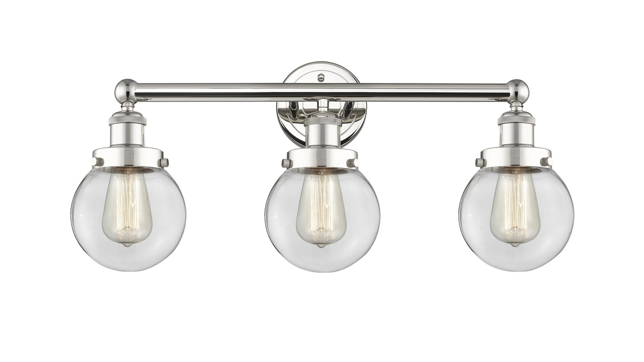 INNOVATIONS 616-3W-PN-G202-6 Beacon 3 24.5 inch Bath Vanity Light Polished Nickel