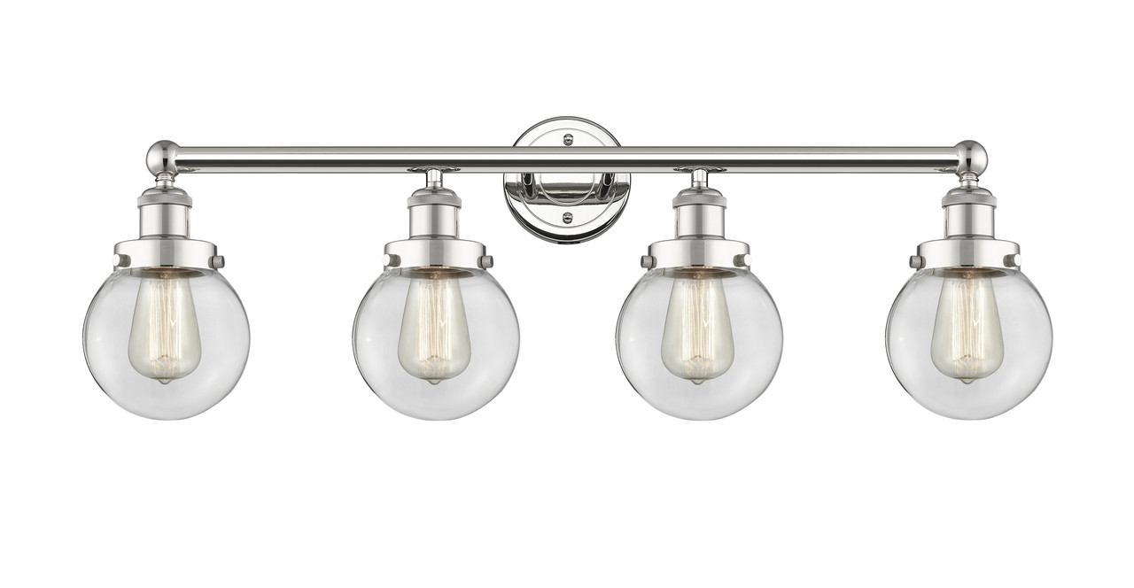 INNOVATIONS 616-4W-PN-G202-6 Beacon 4 33.5 inch Bath Vanity Light Polished Nickel