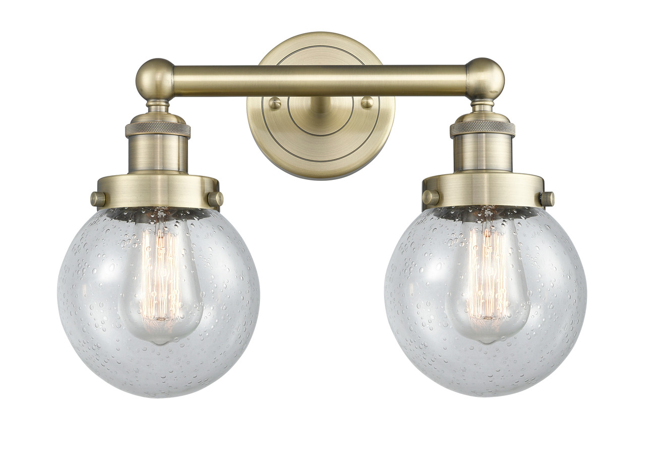 INNOVATIONS 616-2W-AB-G204-6 Beacon 2 15.5 inch Bath Vanity Light Antique Brass